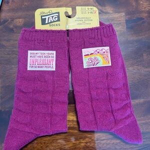 Blue Q Magenta Socks with Fun Patches